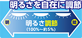 明るさを自在に調節（約5%〜100%）