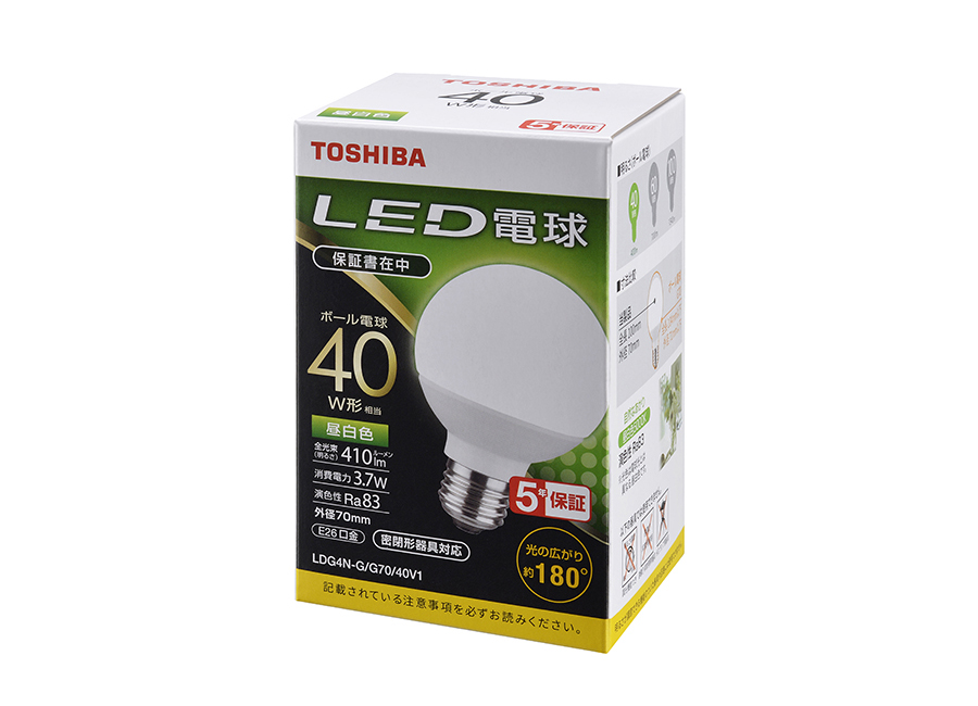 女性に人気！ 東芝 TOSHIBA LED電球 ボール形 40W形相当 電球色 外径